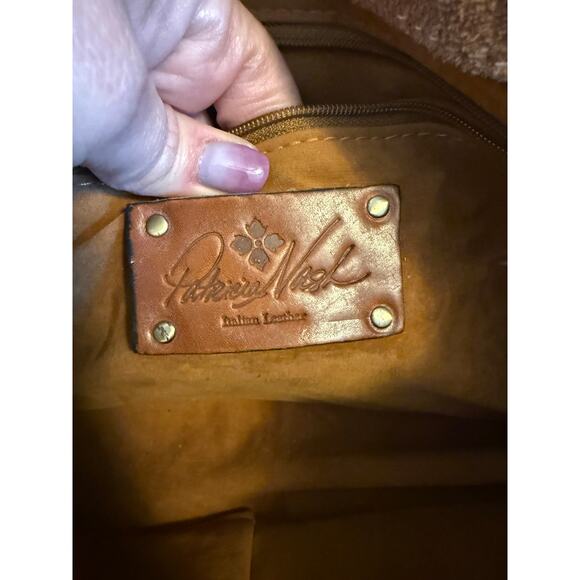 Patricia Nash Italian Leather Boho Chic Hot Pink Blue Polka Dot Crossbody Bag - Picture 7 of 16